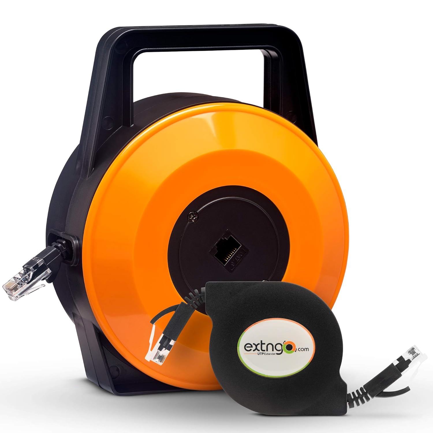 Retractable Network Cable Extender, 50 Feet CAT 6 Ethernet Cable Flat-Portable 1Gbps Data Speed-Swiftly Setup Temp Networks-Cascadable Male-Female RJ45 Connector-UTP Cable Reel